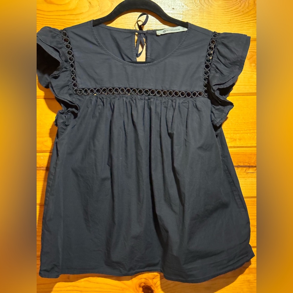 The Impeccable Pig Black Blouse with Eyelet Detail